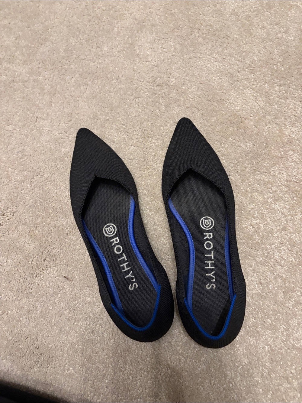Rothy's Black Pointed Knit Flats 6.5